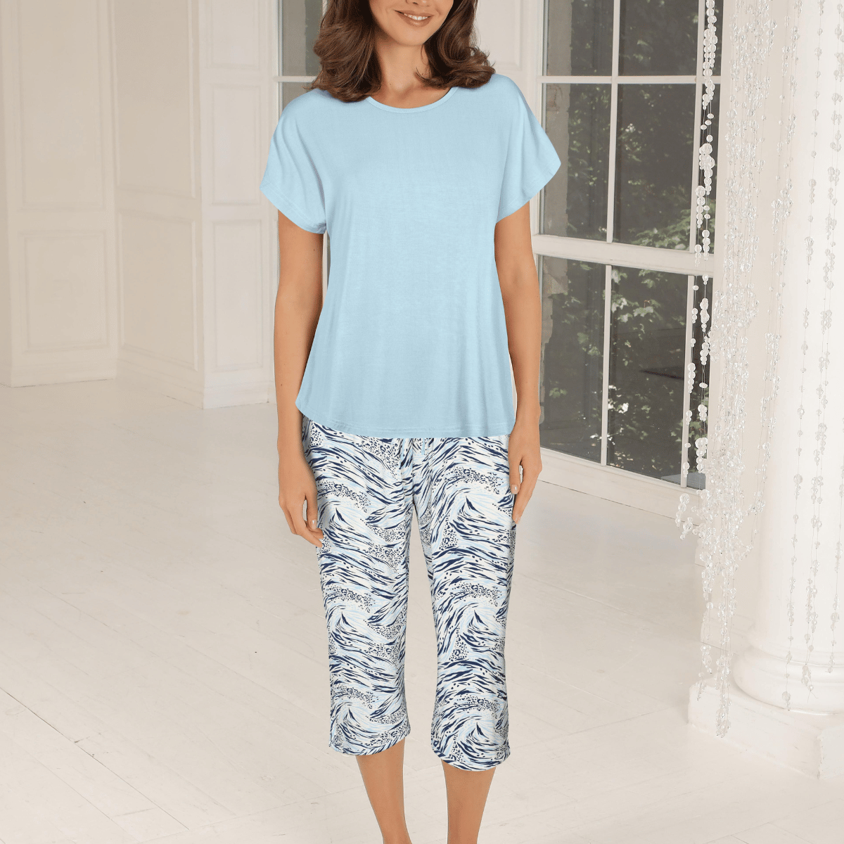 Lady Avenue Bamboo pyjamas, lyseblå - 63-815 - 676 - Blue Safari