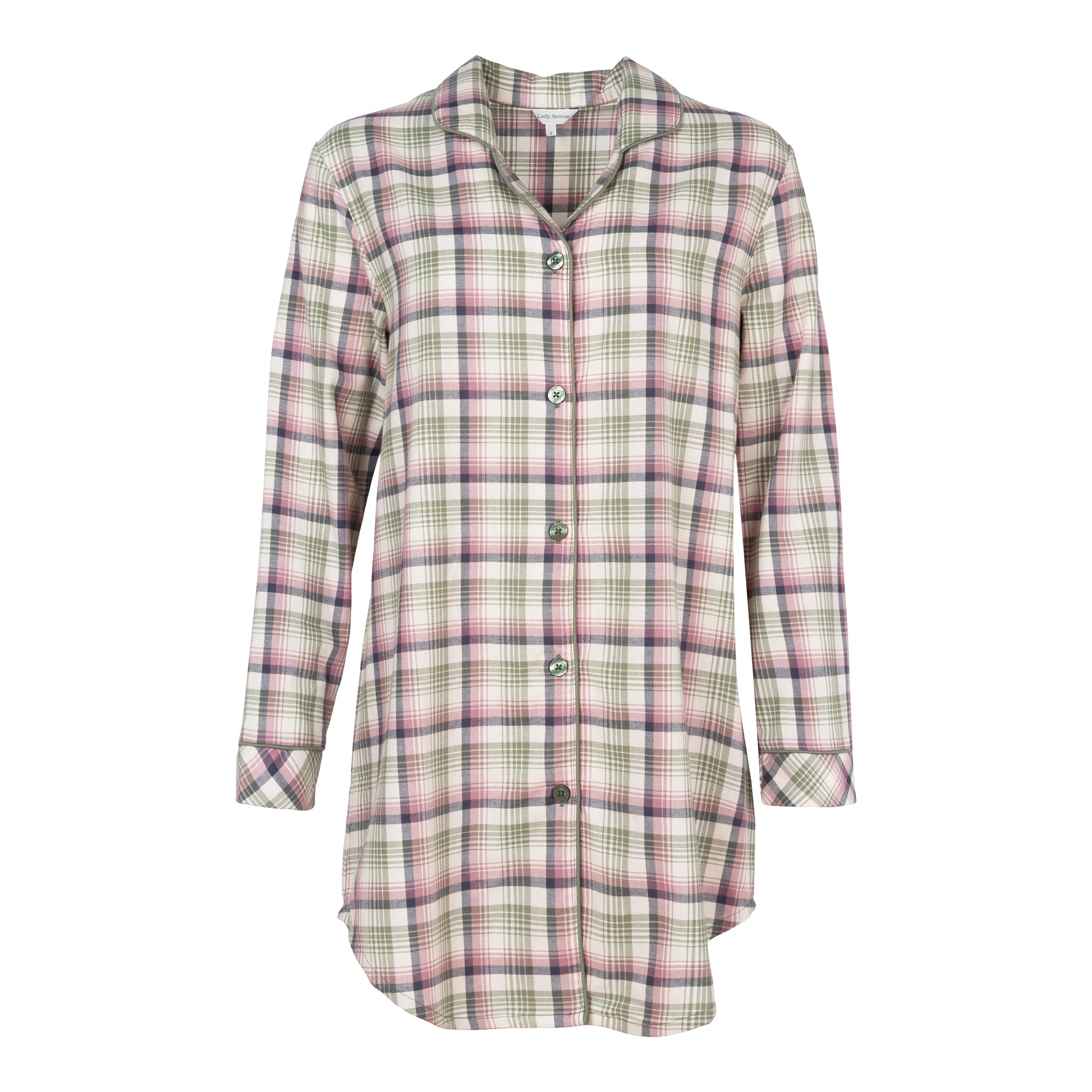 Lady Avenue Cotton Flannel - Army/Rose Checks - 83-1085-329