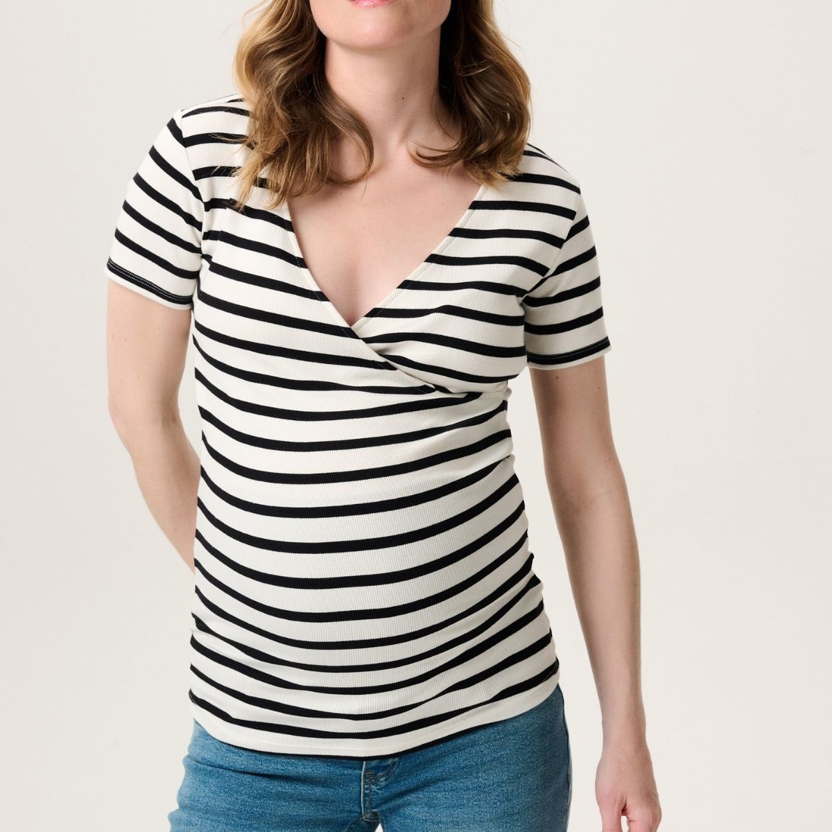 Noppies Sanson Amme t-shirt, hvid - 50N0013 - N340 - Cream Stripe