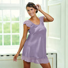 Lady Avenue Pure Silk natkjole, lilla - 25-80220 - 0171 - Lavender