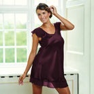 Lady Avenue Pure Silk natkjole, bordeaux - 25-80220 - 0349 - Italian Plum
