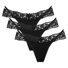 Hunkemöller Ellena 3-Pack g-streng, sort - 304025 - CAVIAR - Caviar