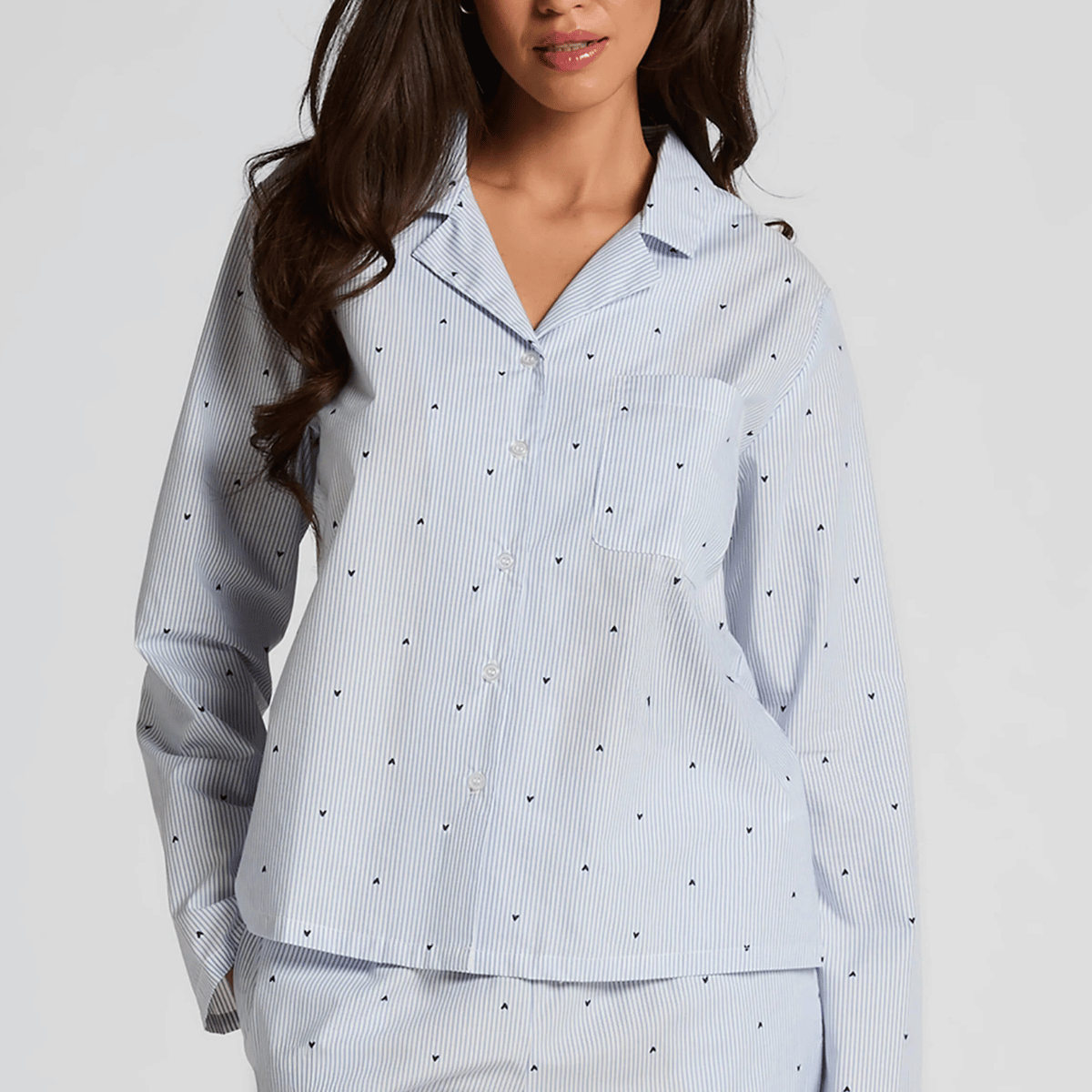 Hunkemöller natskjorte, blå - 304584 - CORNFLOWER BLUE - Cornflower Blue