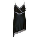 Hunkemöller Satin Lace Asymmetric natkjole, sort - 306218 - Caviar - Caviar