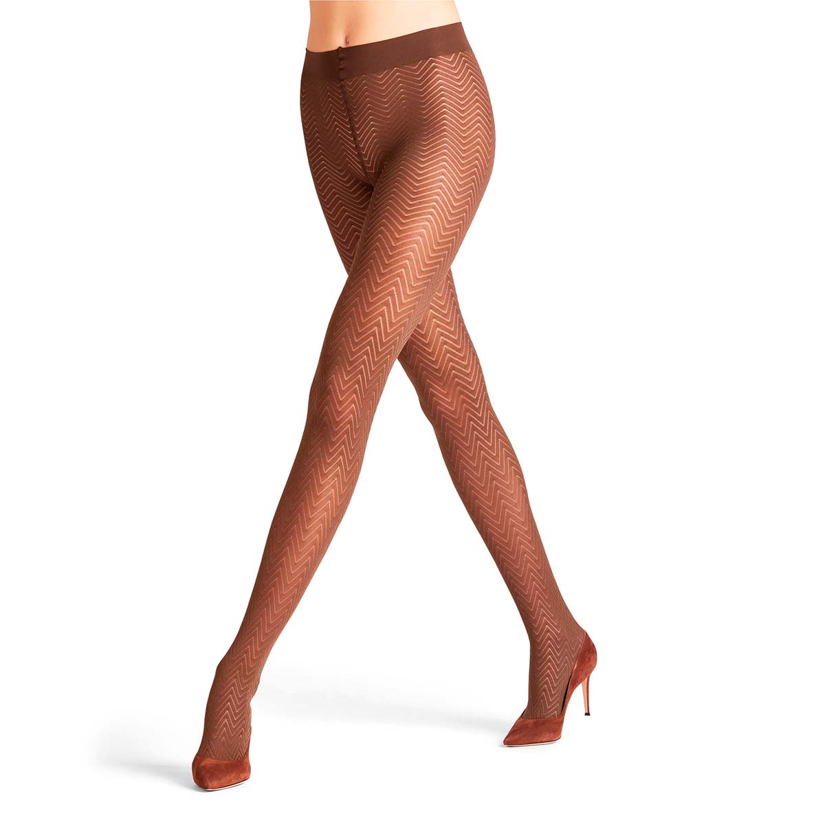 Falke Chevron strømpebukser, brun - 42351 - 5080 - Chocolate