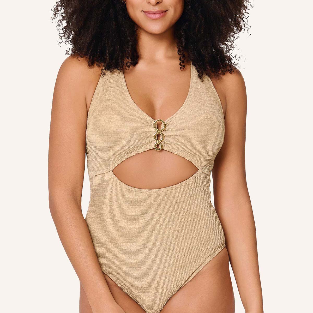 LingaDore A Touch of Gold Shine badedragt uden bøjle, beige - 8216SS - 352 - Gold Beige