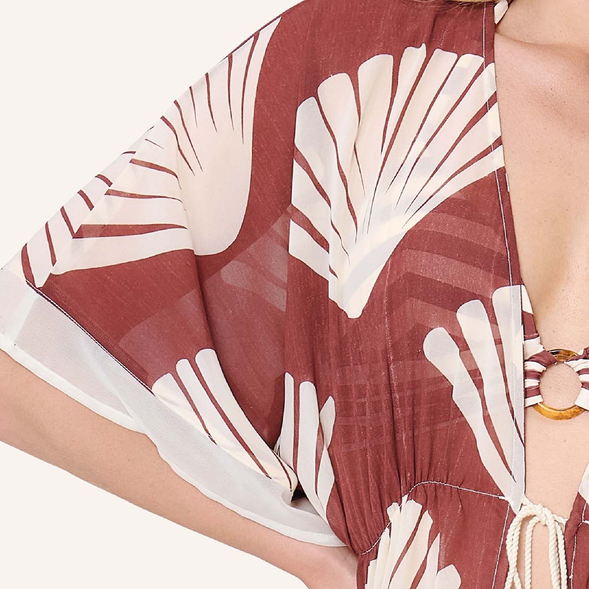 LingaDore Summer Stripes kimono, rød - 8218P-1 - 354 - Sable Stripe