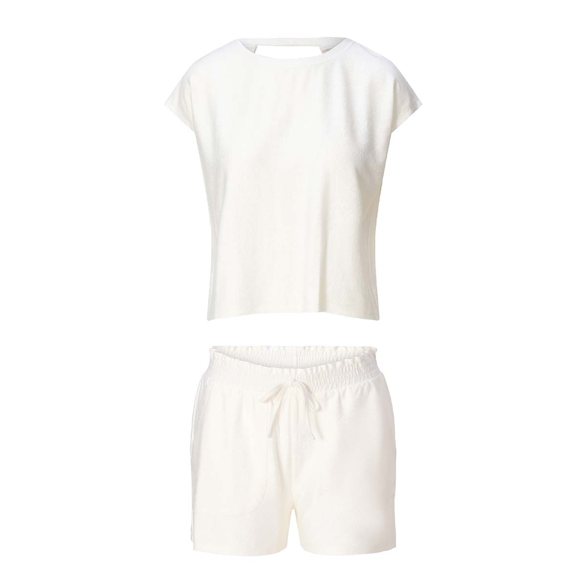 LingaDore Relaxing Days t-shirt- og shorts-sæt, creme - 8221 - 252 - Off White