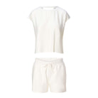 LingaDore Relaxing Days t-shirt- og shorts-sæt, creme - 8221 - 252 - Off White