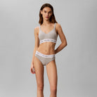 Calvin Klein New Signature Logo bralette BH, grå - LV00QF9071 - P7A - Grey Heather