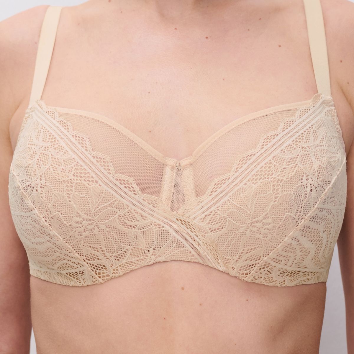 Chantelle EasyFeel Floral Touch BH med bøjle, beige - C94210 - 01N - Golden Beige