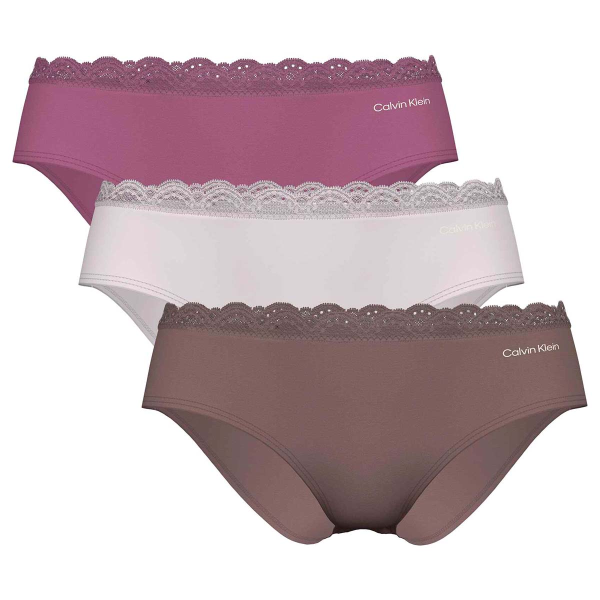 Calvin Klein Microfiber Stretch 3-pak hipster trusse, multi - LV00QD5302 - I0O - Iron/ Crystal Blush/ Dusty Orchid